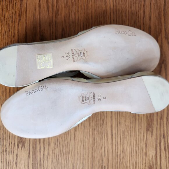 PACO GIL WONEN'S DISTRESSED GOLD LEATHER SANDALS SIZE 38.5 (7.5) MADE IN SPAIN - Picture 4 of 9